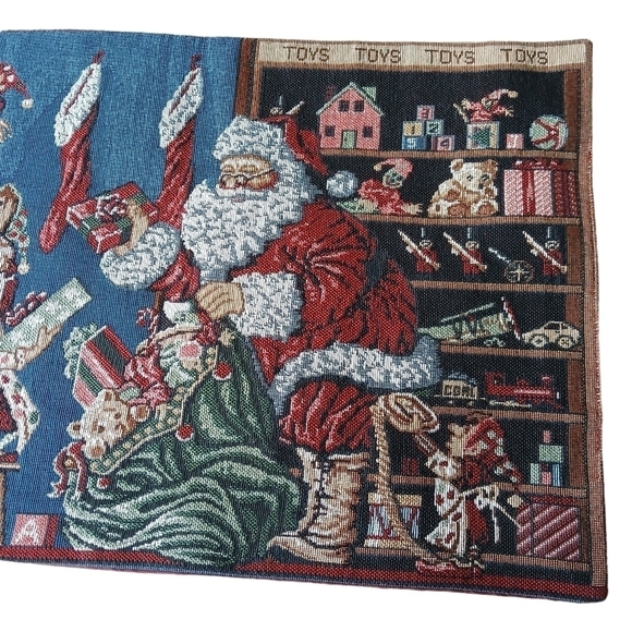 Christmas Runner For Table Manual Woodworkers & Weavers Santa & Elves Holiday - Picture 1 of 16